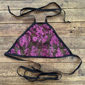 The LYTE Couture Floral Sequin Sheer Lace Halter Top